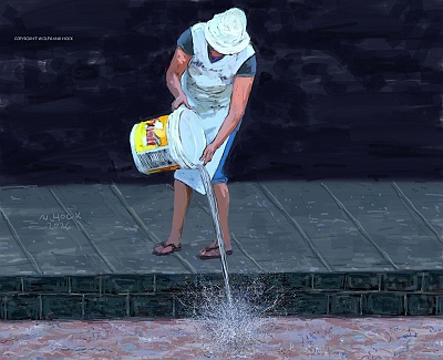 Wasserverschwendung - Wasting water - Desperdício de água 2026   Handmade digital painting on canvas 160 x 130 cm (218 megapixels)