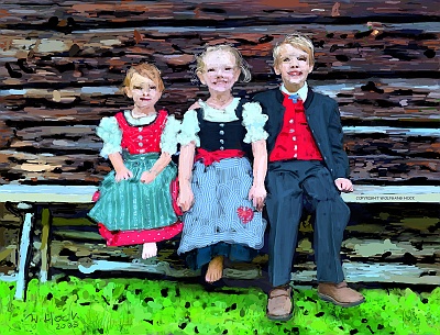 Ganz brave Kinder - Very well-behaved children - crianças muito bem comportadas 2025   Handmade digital painting on canvas 130 x 110 cm (205 megapixels)